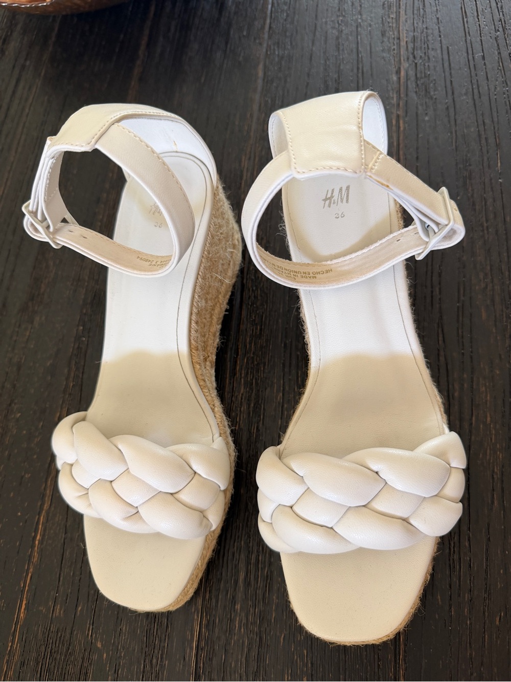H&M Cream Braided Espadrille Wedge Sandals